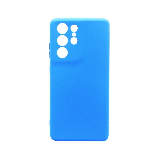 Silicone Case with Camera Shield for Samsung Galaxy S21 Ultra Blue