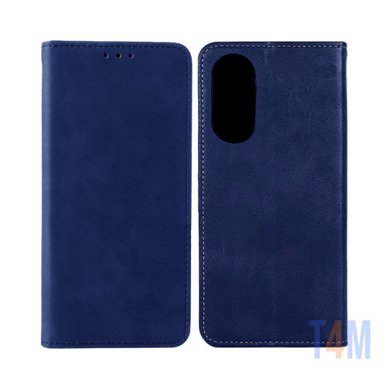 Capa Flip de Couro com Bolso Interno para Oppo A78 Azul