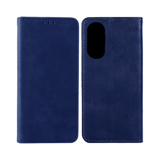 Leather Flip Cover with Internal Pocket For Oppo A78 Blue