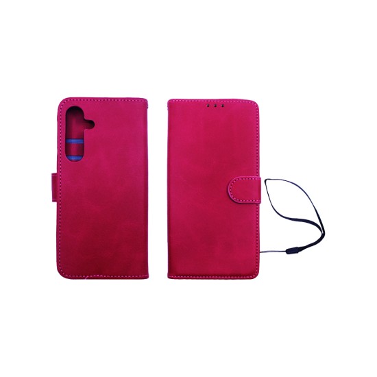 Leather Flip Cover with Internal Pocket for Samsung Galaxy S24 Red