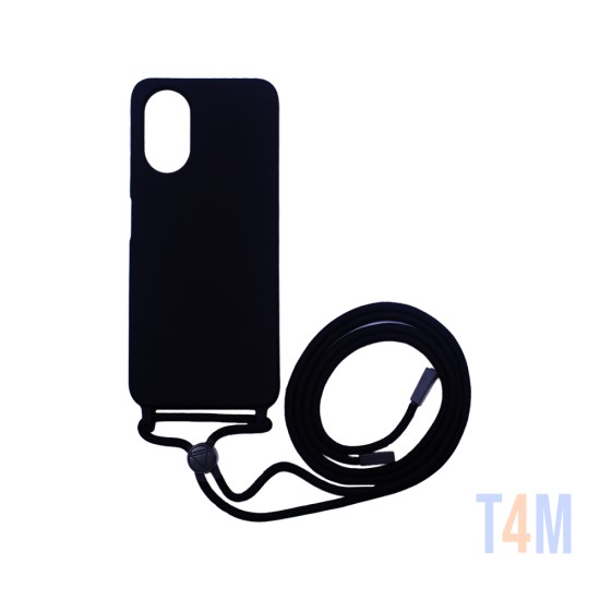 Silicone Case with String for Oppo A38 5G Black