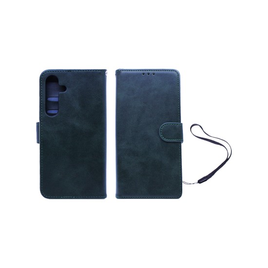 Leather Flip Cover with Internal Pocket for Samsung Galaxy S24 Green