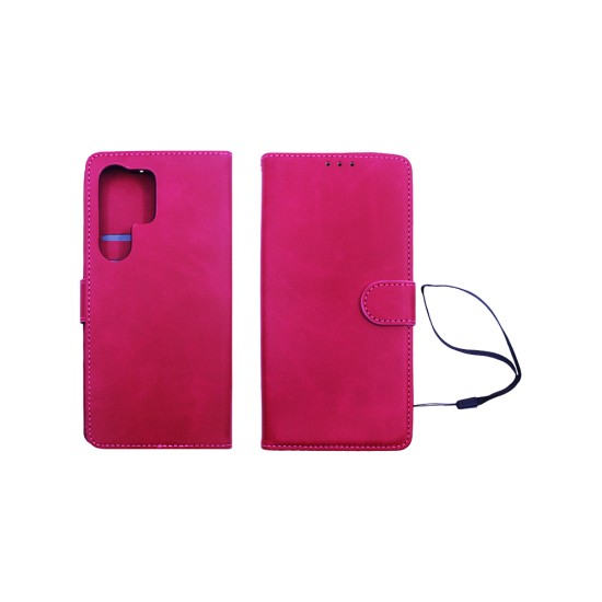 Leather Flip Cover with Internal Pocket for Samsung Galaxy S24 Ultra Red