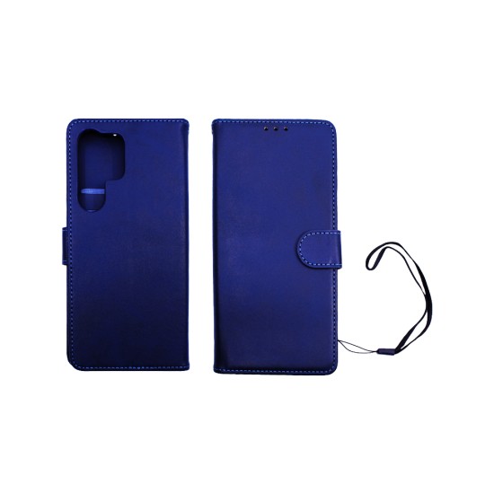 Leather Flip Cover with Internal Pocket for Samsung Galaxy S24 Ultra Blue