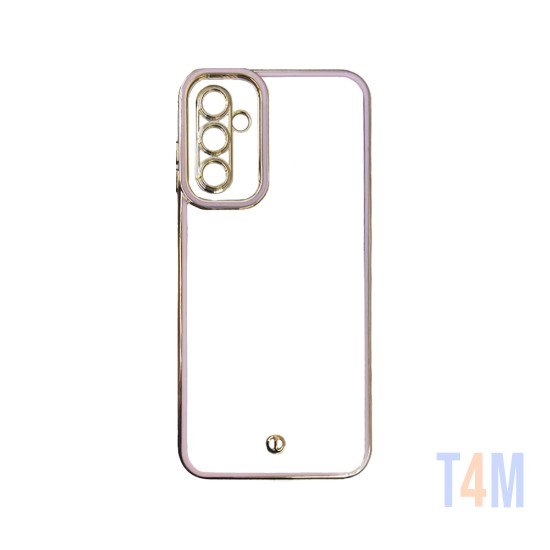 Capa de Silicone Transparente com Moldura de Câmera para Samsung Galaxy A14 4G/5G Rosa