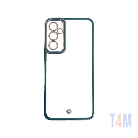 Funda de Silicona Transparente con Marco de Cámara para Samsung Galaxy A05S Verde