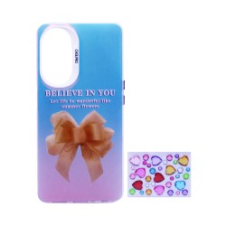 Capa Duro Designer com Pedras Adesivas separadas para Oppo A98 5G Laranja Capa Duro Designer com Pedras Adesivas separadas para Oppo A98 5G Laranja