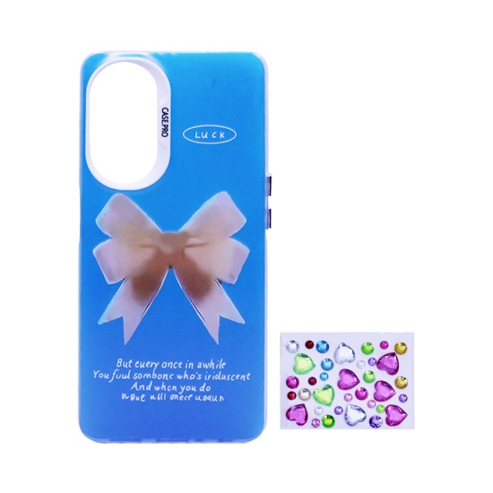 Designer Hard Case with Seperate Adhesive Stones for Oppo A98 5G Blue