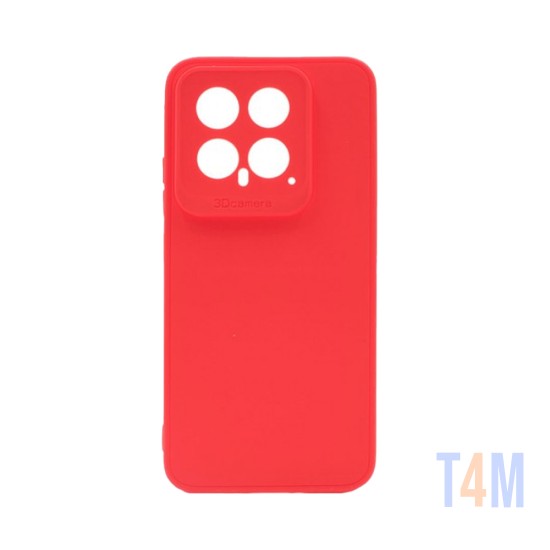 Capa de Silicone Macio com Moldura de Câmera para Xiaomi 14 Vermelho