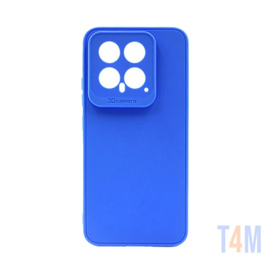 Capa de Silicone Macio com Moldura de Câmera para Xiaomi 14 Azul