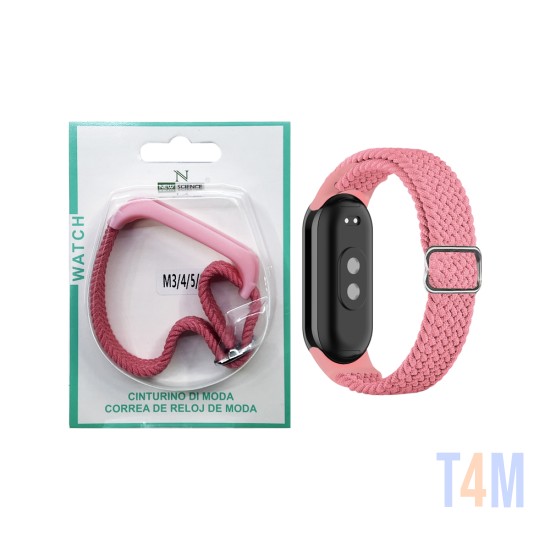 Bracelete de Nylon para Smartwatch Xiaomi Mi Band M3/M4/M5/M6/M7 Rosa