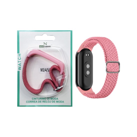 Bracelete de Nylon para Smartwatch Xiaomi Mi Band M3/M4/M5/M6/M7 Rosa