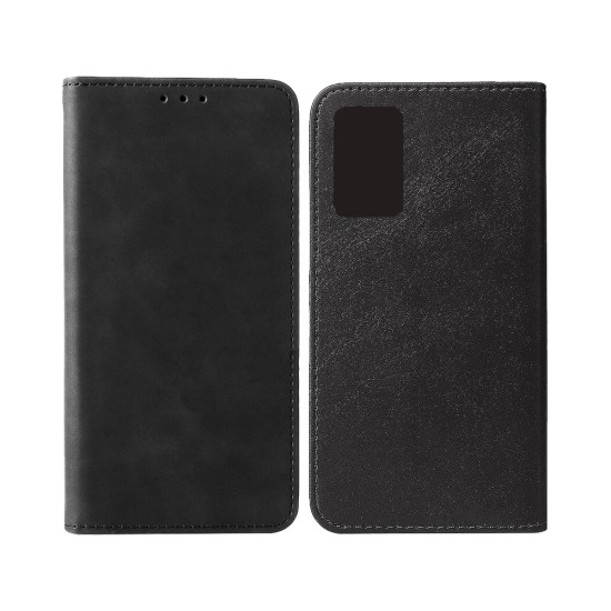 Leather Flip Cover with Internal Pocket for ZTE A72 Black