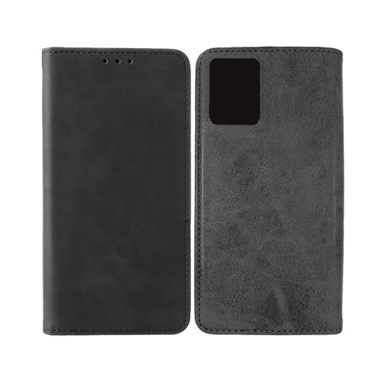 Leather Flip Cover with Internal Pocket for Vivo Y33S Black