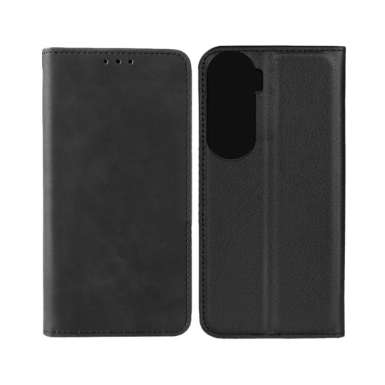 Leather Flip Cover with Internal Pocket for Huawei Honor 90 Lite Black