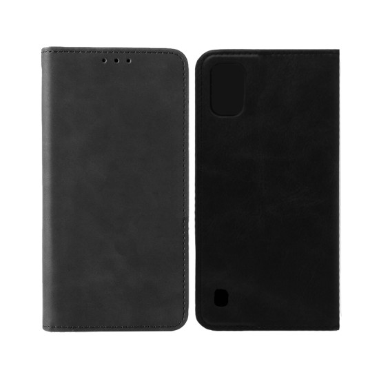 Leather Flip Cover with Internal Pocket for ZTE Blade A52 Lite Black