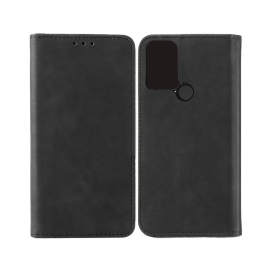 Leather Flip Cover with Internal Pocket for TCL 306 Black