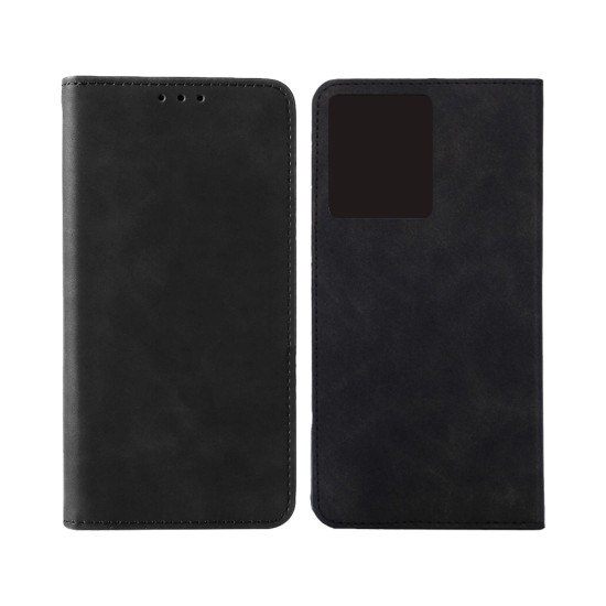 Leather Flip Cover with Internal Pocket for Vivo Y22s Black