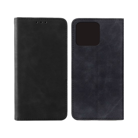 Leather Flip Cover with Internal Pocket for Huawei Honor X8A Black