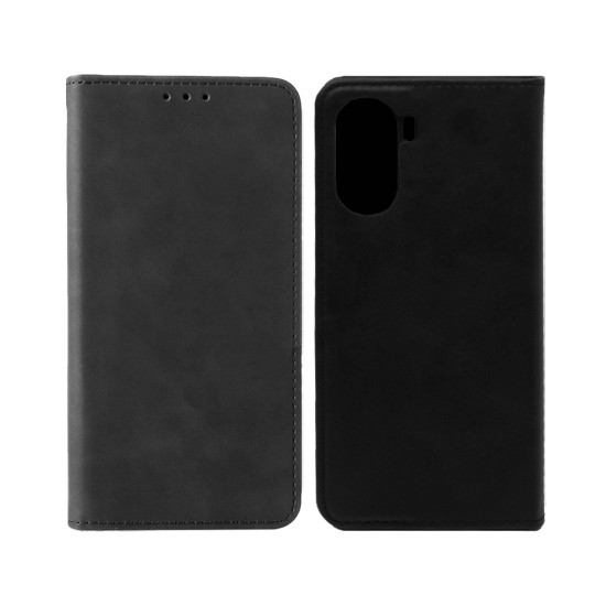 Leather Flip Cover with Internal Pocket for Vivo Y16 Black