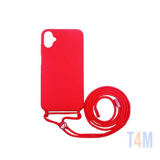 Funda de Silicona con Cuerda para Samsung Galaxy A05 Rojo