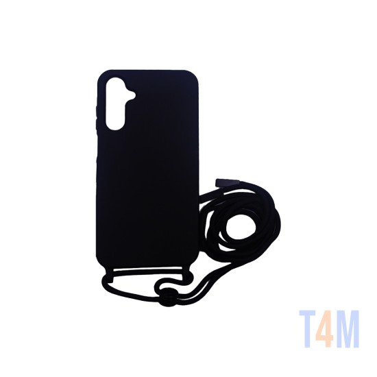 Silicone Case with String for Samsung Galaxy A25 5G Black