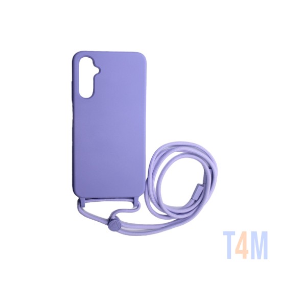 Capa de Silicone com Cordão para Samsung Galaxy A25 5G Roxo