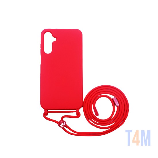 Funda de Silicona con Cuerda para Samsung Galaxy A25 5G Rojo