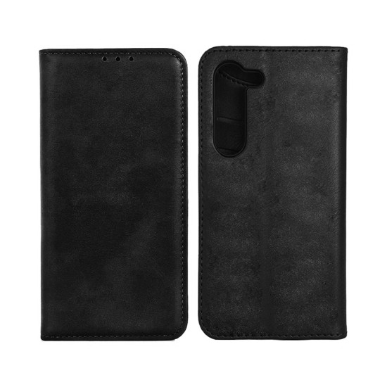 Leather Flip Cover with Internal Pocket for Samsung Galaxy A55 Black