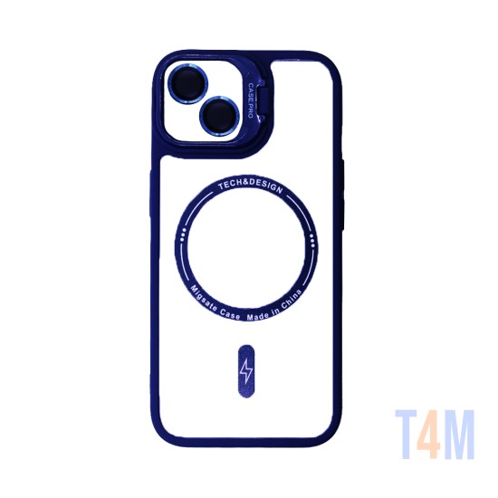 Capa Magnética com Lente de Câmara para Apple iPhone 15 Azul