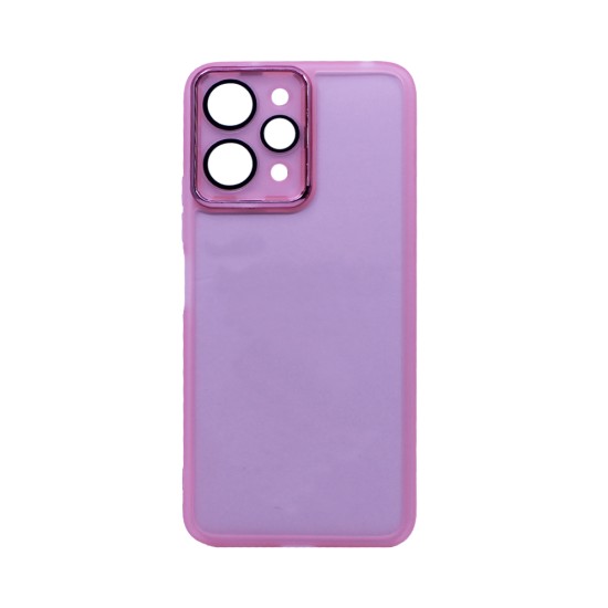 Transparent Silicone Case with Camera shield for Xiaomi Redmi 12 4G/Redmi 12 5G/Poco M6 Pro 5G Pink