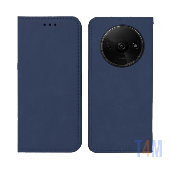 Capa Flip de Couro com Bolso Interno para Xiaomi Redmi A3 Azul