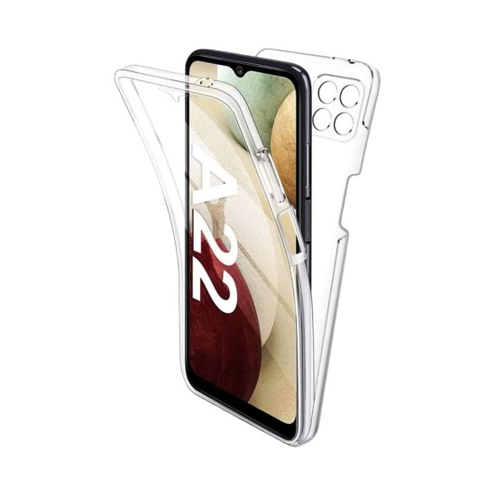 360º Silicon Case with Camera Shield for Samsung Galaxy A22 5G Transparent