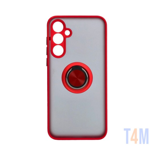 Funda con Anilla de Soporte para Samsung Galaxy A55 5G Rojo Ahumado