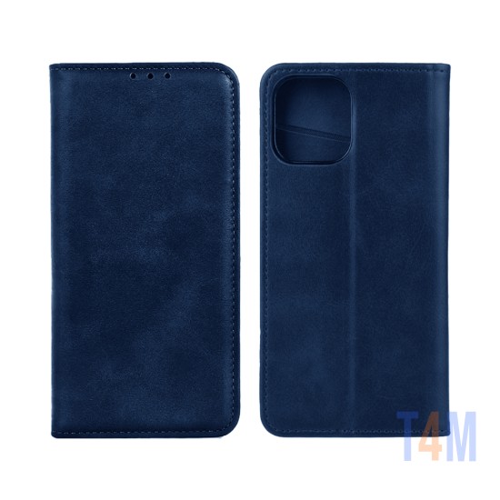 Capa Flip de Couro com Bolso Interno para Apple iPhone 14 Plus Azul