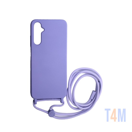 Capa de Silicone com Cordão para Samsung Galaxy A14 4G/A14 5G Roxo