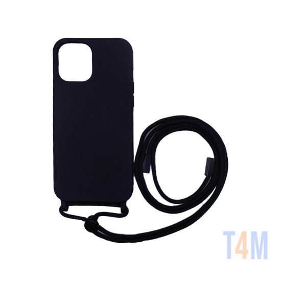 Funda de Silicona con Cuerda para Apple iPhone 14 Negro