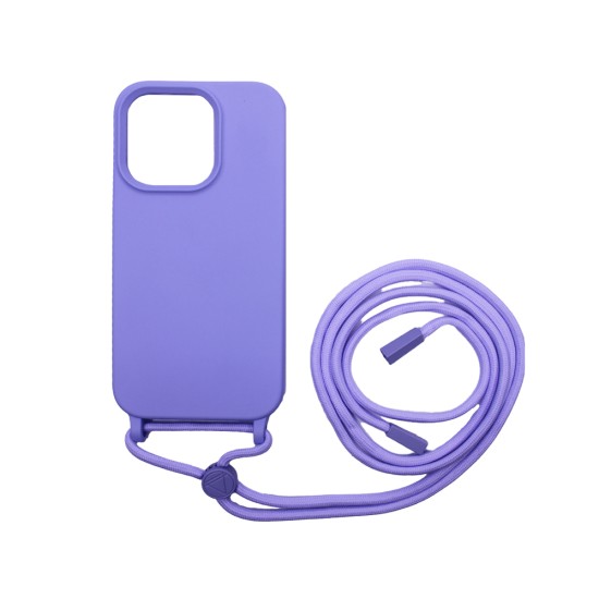 Silicone Case with String for Apple iPhone 14 Purple