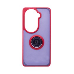 Capa com Anel de Suporte para Oppo Reno11/Reno11 Pro VermelhoFumado Capa com Anel de Suporte para Oppo Reno11/Reno11 Pro VermelhoFumado