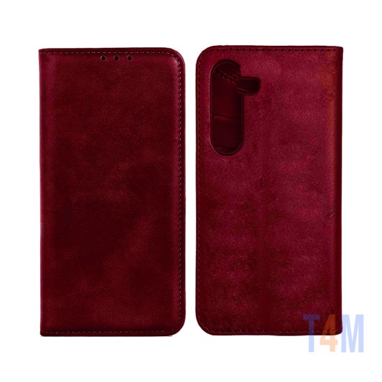 Capa Flip de Couro com Bolso Interno para Samsung Galaxy A25 Vermelho
