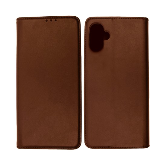 Leather Flip Cover with Internal Pocket For Samsung Galaxy A05 Brown