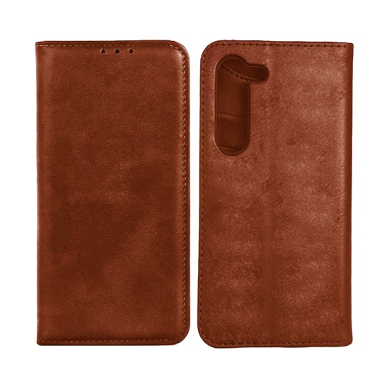 Leather Flip Cover with Internal Pocket for Samsung Galaxy A14 4G/A14 5G Brown