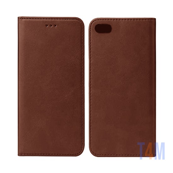 Capa Flip de Couro com Bolso Interno para Xiaomi Apple Iphone 7g/8g/SE Marrom