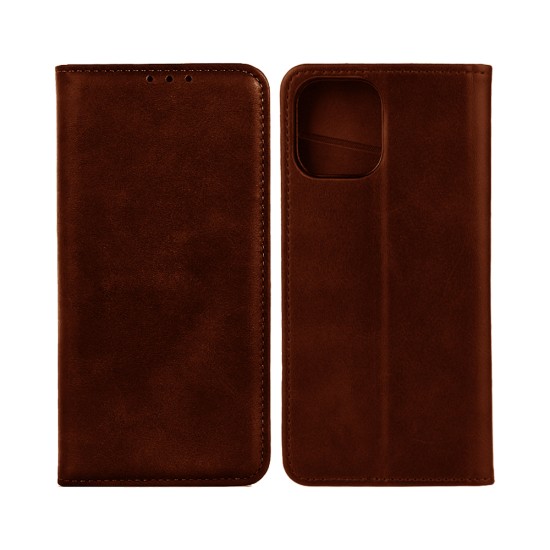 Leather Flip Cover with Internal Pocket For Apple iPhone 11 Pro Brown