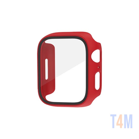 Capa+Vidro Temperado para Apple iwatch Série 45mm Vermelho