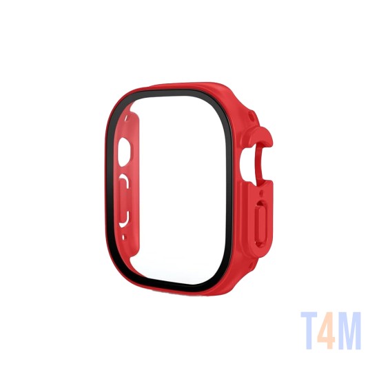 Capa+Vidro Temperado para Apple iwatch Série 49mm Vermelho