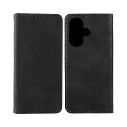 Funda Abatible de Cuero con Bolsillo Interno para Apple iPhone 16 Plus Negro Funda Abatible de Cuero con Bolsillo Interno para Apple iPhone 16 Plus Negro