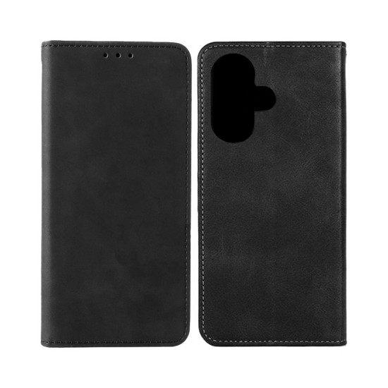 Leather Flip Cover with Internal Pocket For Apple iPhone 16 Black