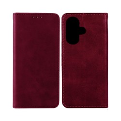 Capa Flip de Couro com Bolso Interno para Apple iPhone 16 Plus Vermelho