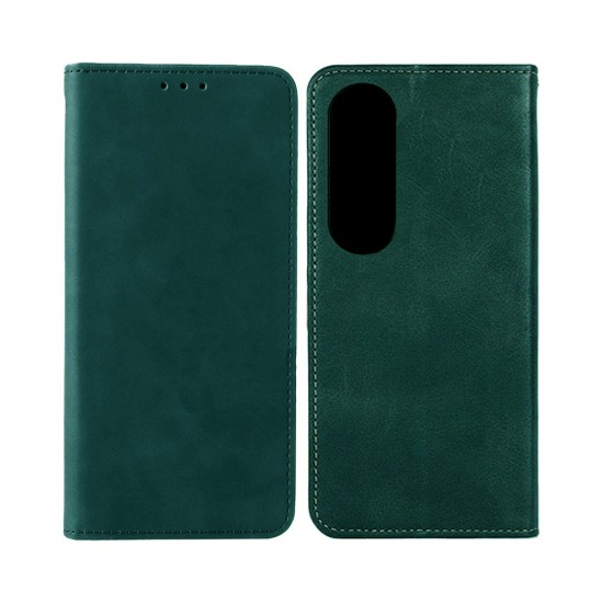 Leather Flip Cover with Internal Pocket For Oppo A60 Green